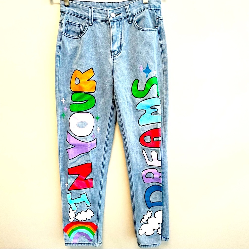 PacSun High Rise In Your Dreams Painted Jeans Large